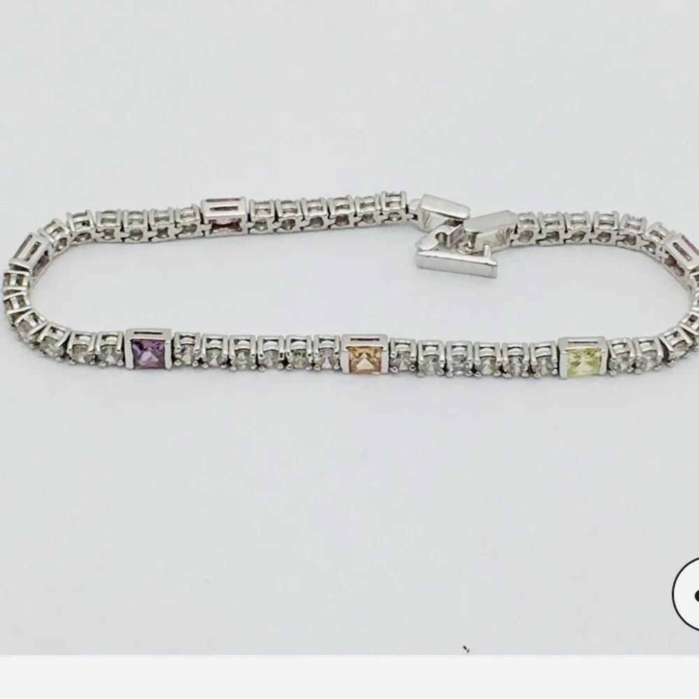 Multi-Color Gemstone Bracelet 925 Stamped